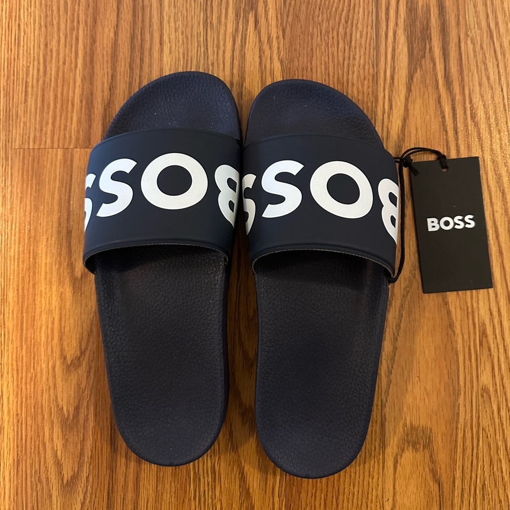 HUGO BOSS MEN’S SANDAL BAY IT SLID RBLG BLUE, SIZE 8